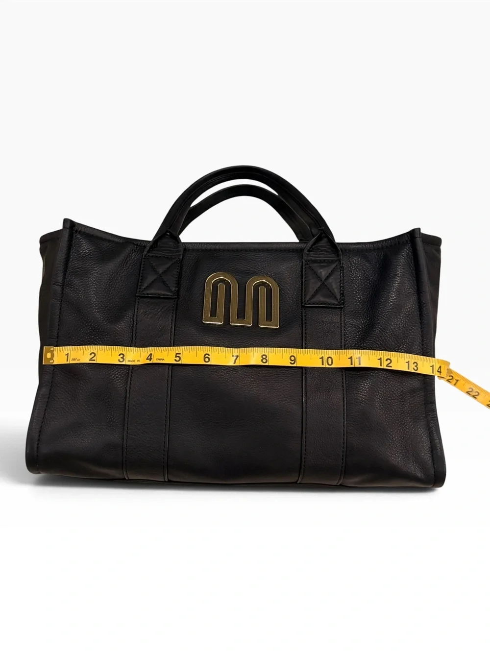 Margot New York Amara Large Leather Tote Bag Black Gold